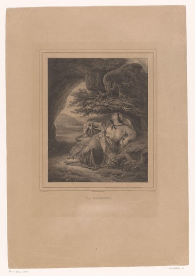 Sleeping Woman under the Root System of a Tree by Hippolyte Lallemand