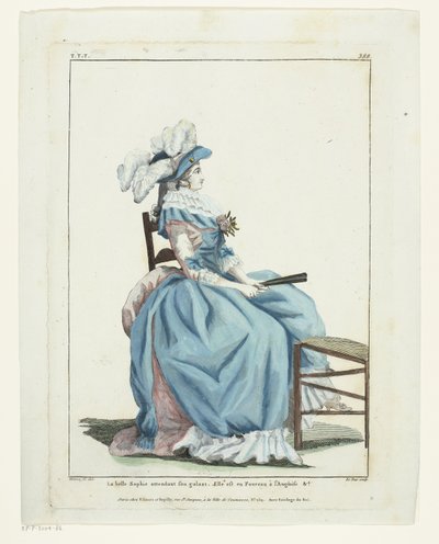 Gallery of Fashion and French Costumes 1787, TTT.388: The Beautiful Sophie Waiting... by Hippolyte Le Bas