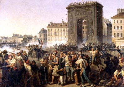 Assault at the Saint Denis Gate, Painting 1830 by Hippolyte Lecomte