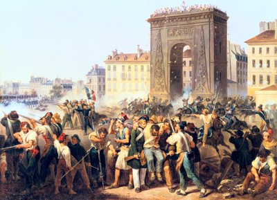 Battle at the Porte St Denis, 28th July, 1830, Paris by Hippolyte Lecomte