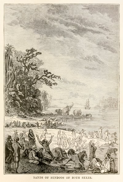 Bands of Hindoos of both sexes, from Around the World in Eighty Days by Jules Verne by Hippolyte Leon after Benett