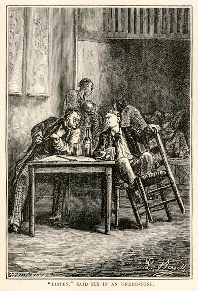Listen, said Fix in an under-tone, from Around the World in Eighty Days by Jules Verne by Hippolyte Leon after Benett