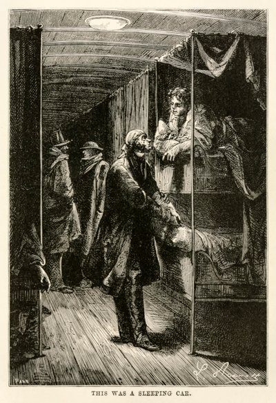 This was a sleeping car, from Around the World in Eighty Days by Jules Verne, engraved by Adolphe François Pannemaker, 1873 by Hippolyte Leon after Benett