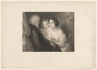 Filial Love. After Cl. M. Dubufe, with Address of Goupil by Hippolyte Louis Garnier