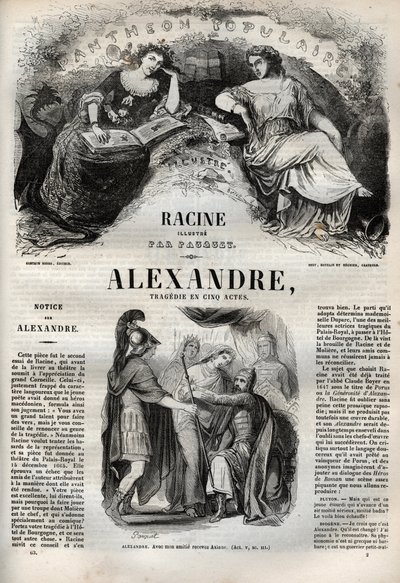 Alexandre le Grand tragedy in five acts - engraving in Oeuvres de Jean Racine illustrated by Pauquet and notice by Emile de La Bedolliere - 1851 by Hippolyte Louis Pauquet