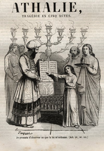 Athalie tragedy by Jean Racine in five acts - engraving in Works of Jean Racine illustrated by Pauquet and notice by Emile de La Bedolliere - 1851 by Hippolyte Louis Pauquet