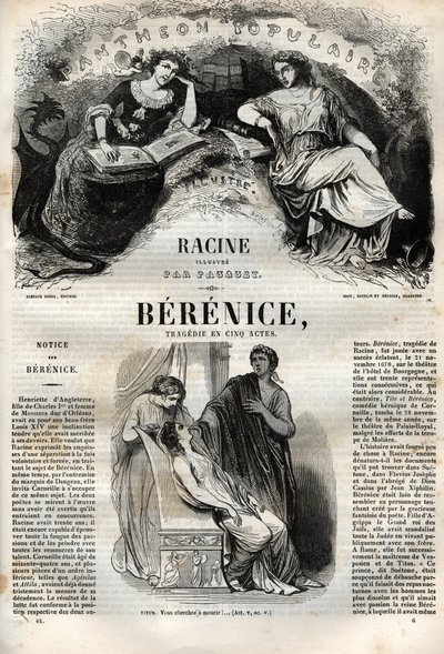 Berenice tragedy in five acts - engraving in Oeuvres de Jean Racine illustrated by Pauquet and notice by Emile de La Bedolliere - 1851 by Hippolyte Louis Pauquet