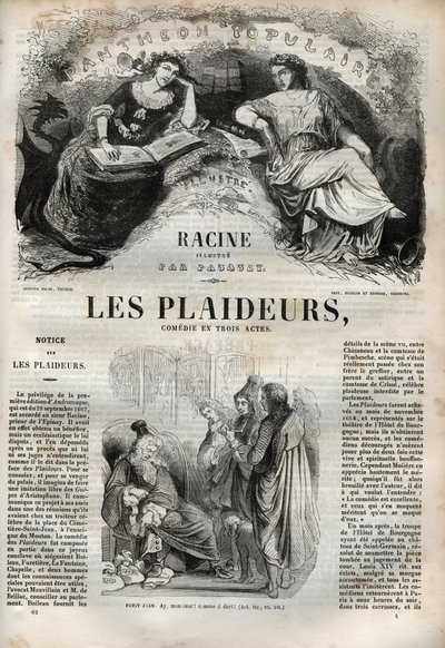 Les Plaideurs (1668) comedy in three acts - engraving in Works of Jean Racine illustrated by Pauquet and notice by Emile de La Bedolliere - 1851 by Hippolyte Louis Pauquet