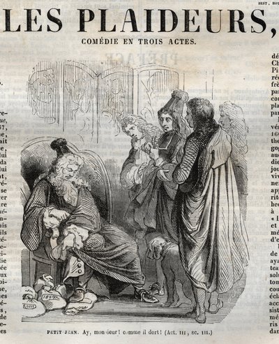 Les Plaideurs comedy in three acts - engraving in Works of Jean Racine illustrated by Pauquet and notice by Emile de La Bedolliere - 1851 by Hippolyte Louis Pauquet