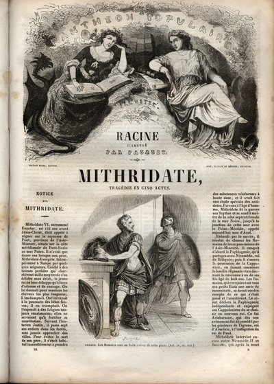 Mithridate tragedy in five acts by Jean Racine - engraving in Oeuvres de Jean Racine illustrated by Pauquet and notice by Emile de La Bedolliere - 1851 by Hippolyte Louis Pauquet