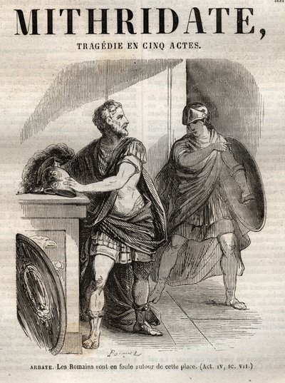 Mithridate, tragedy in five acts by Jean Racine - engraving in 