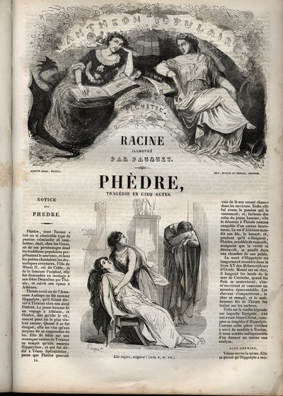 Phedre, by Jean Racine - engraving in Works of Jean Racine illustrated by Pauquet and notice by Emile de La Bedolliere - 1851 by Hippolyte Louis Pauquet