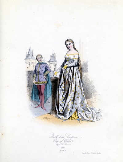 Noble woman in full dress by Hippolyte Louis and Polydore Pauquet