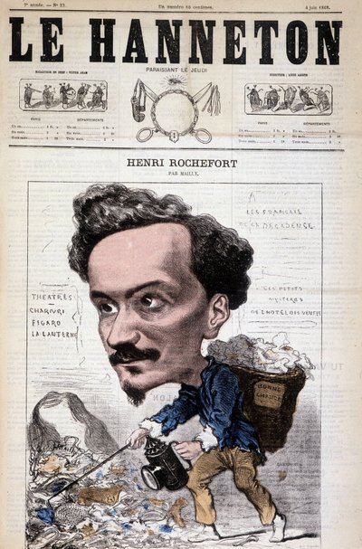 Cartoon by Henri Rochefort, French journalist, writer and politician. In Le Hanneton, June 4 by Hippolyte Mailly