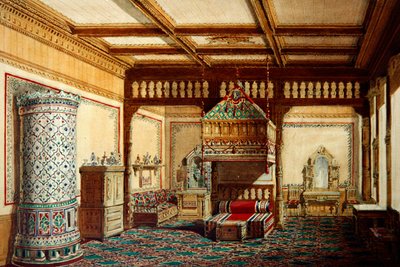 Bedroom in the palace of Grand Duke Vladimir Alexandrovich in St. Petersburg by Hippolyte Monighetti