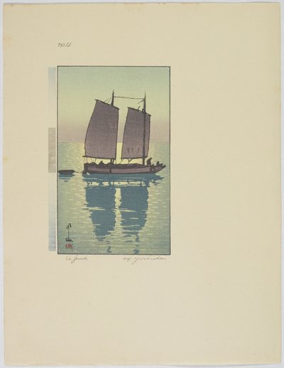 A Junk, Plate No. 4, late 19th-mid 20th century by Hiroshi Yoshida