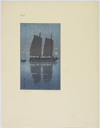 A Junk, Plate No. 5, late 19th-mid 20th century by Hiroshi Yoshida