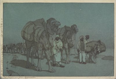 Caravan from Afghanistan on a Moonlit Night by Hiroshi Yoshida
