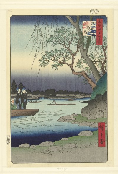The Onmaya Shore (series title: One Hundred Famous Views of Edo) by Hiroshige (I) , Utagawa