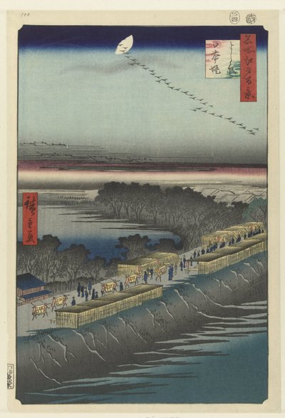 View of the Nihondijk at Yoshiwara by Hiroshige (I) , Utagawa