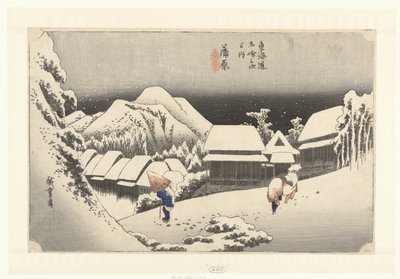Kanbara, Evening Snow (The 53 Stations of the Tokaido) by Hiroshige (I) , Utagawa