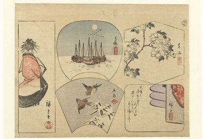 Five Cut-out Figures by Hiroshige (I) , Utagawa