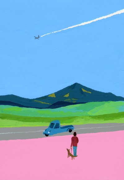 Airplane and Pickup Truck and Dog and Meadow by Hiroyuki Izutsu