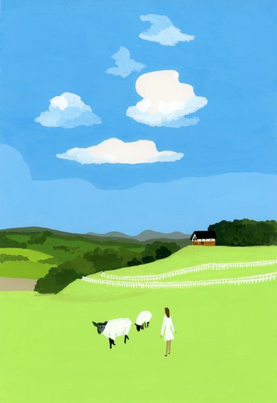 Prairie and Sheep by Hiroyuki Izutsu