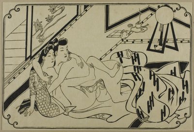 A sheet from a shunga album by Hishikawa Moronobu
