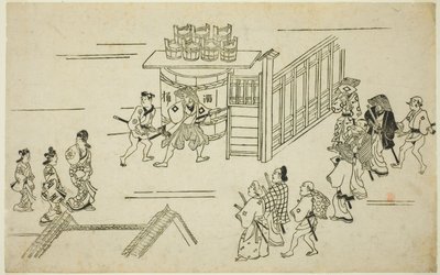 Entrance to Ageyacho, from the series "The Appearance of Yoshiwara" by Hishikawa Moronobu