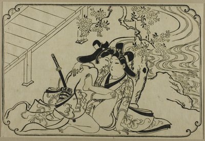 Lovers in the Garden, from an Untitled Series of Erotic Prints by Hishikawa Moronobu