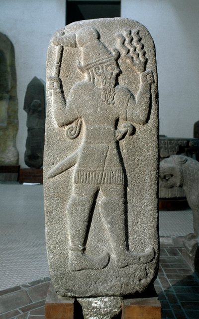 Hittite civilization: stele in basalt of the god of the Tempete by Hittite