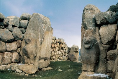 View of the Lions Gate, Hattusha, Turkey by Hittite