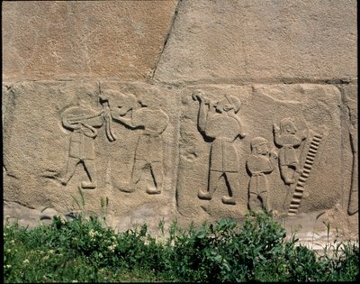 View of the base of reliefs of the Gate of the Sphinx by Hittite Hittite