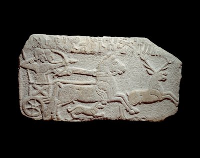 Relief of the Hunt: Hittite King Maradas in a Tank Chasing a Deer by Hittite Late