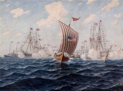 The Boat Viking Arrives in Chicago After Crossing the Atlantic by Hjalmar Johansen
