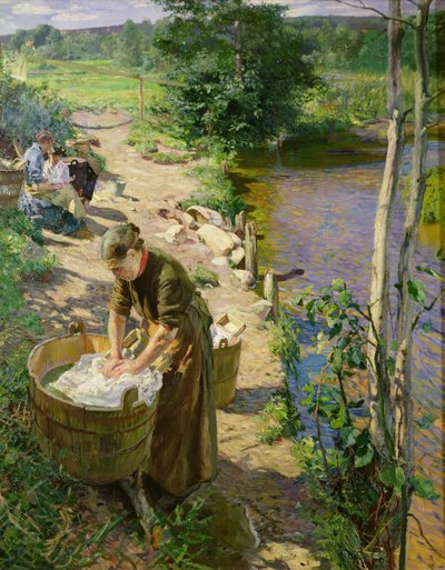 Washing by the River, Sandvika by Hjalmer Eilif Emanuel Peterssen