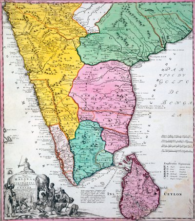 Map of the Indian Peninsula, 1733 by Homann Heirs Company