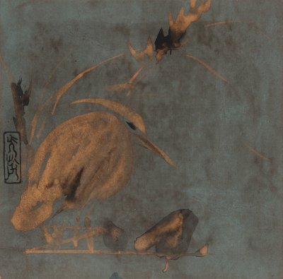 Heron and reeds, Edo period, early 17th century by Hon