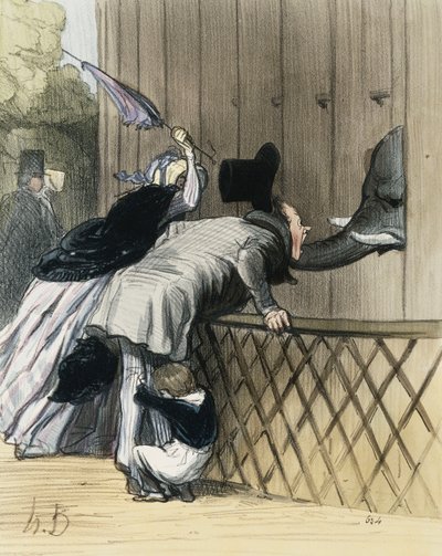 A Fright in the Jardin des Plantes, from "Les Etrangers a Paris" by Honore Daumier, Aubert et Compagnie, 1844 by Honoré Daumier