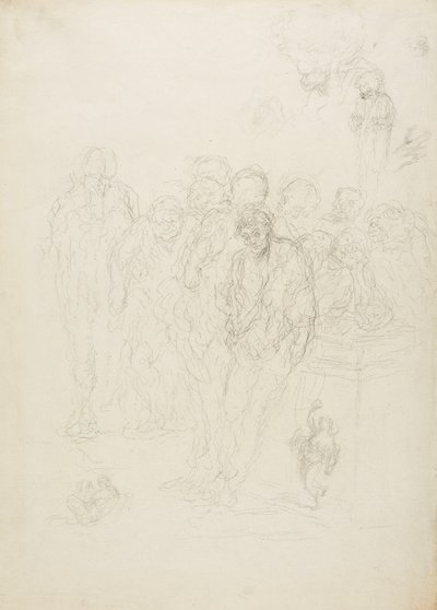 A Group of Men, and Other Sketches, 1857 by Honoré Daumier