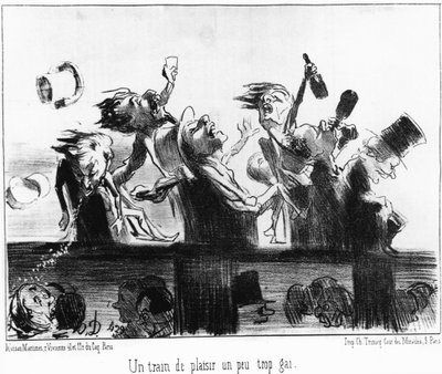 A fun train a little too cheerful (from the series of cartoons on the railways) by Honoré Daumier