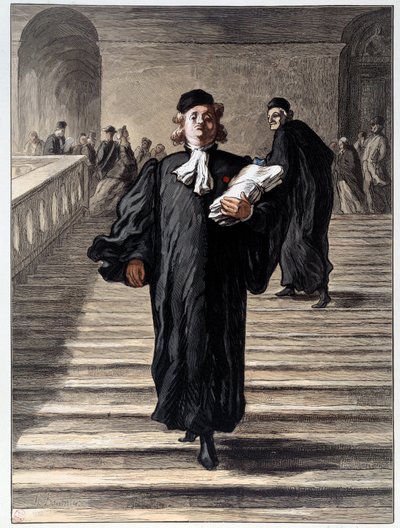 A lawyer in a dress at the courthouse. Lithograph by Honore Daumier by Honoré Daumier