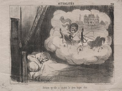 Actualities (No. 238): Dreaming that she had won many bars of gold by Honoré Daumier