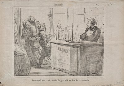 Actualities: Condemned for Selling a Pile of Sand Instead of Moist Brown Sugar by Honoré Daumier