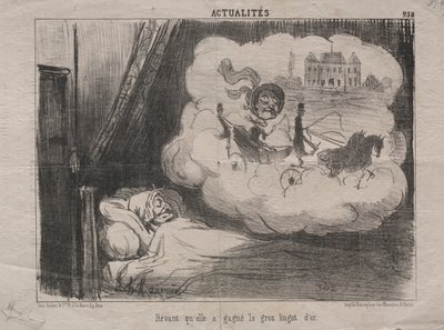 Actualities No. 238: Dreaming that she had won many bars of gold, 1851 by Honoré Daumier