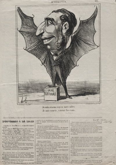 Actualities No. 62: I am a bird, see my wings, 1869 by Honoré Daumier