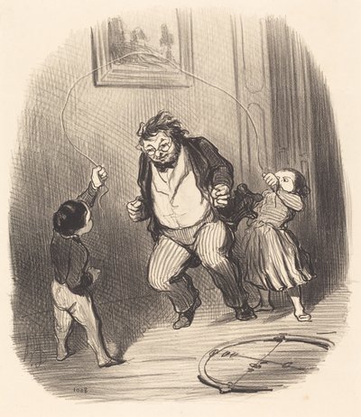 Come on, dad... again... thirty-two laps!... by Honoré Daumier
