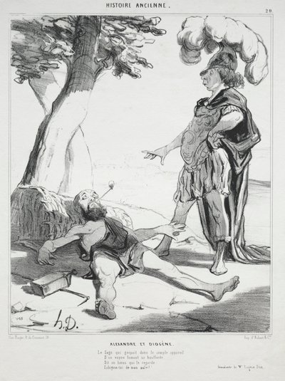 Ancient History, Plate 20: Alexander and Diogenes, 14 August 1842 by Honoré Daumier