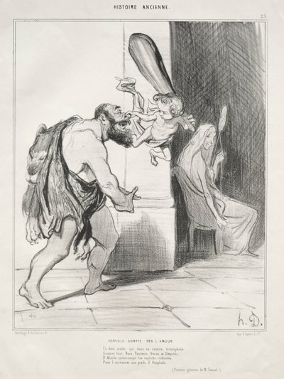Ancient History, Plate 25: Hercules Subdued by Cupid by Honoré Daumier